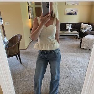 Jessica Simpson ecru denim bustier size M